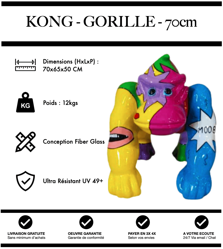 Sculpture Gorille Resine 70cm Poing Statue - Tag - MUZZANO