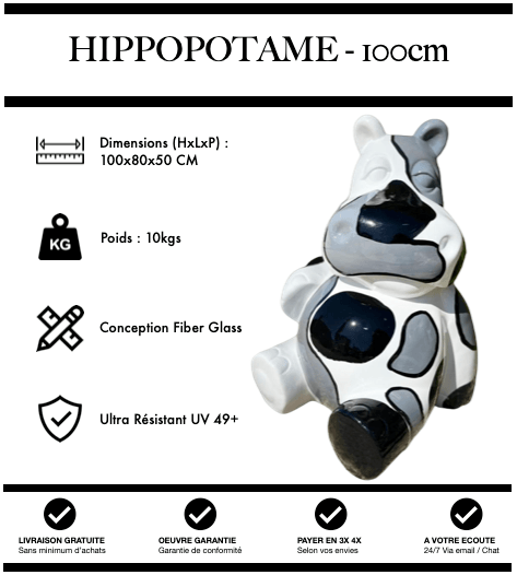 Sculpture Hippopotame Resine 100cm Statue - Tache - MUZZANO