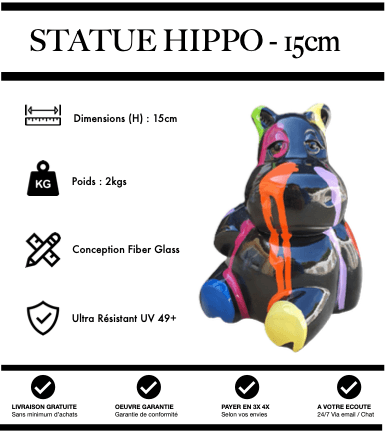 Sculpture Hippopotame Resine 15cm Statue - Black Trash - MUZZANO