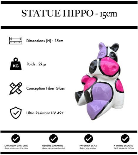 Sculpture Hippopotame Resine 15cm Statue - Bubble - MUZZANO