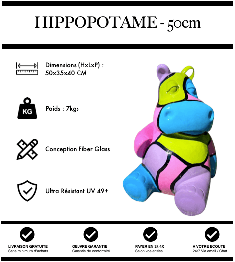 Sculpture Hippopotame Resine 50cm Statue - Nuance - MUZZANO