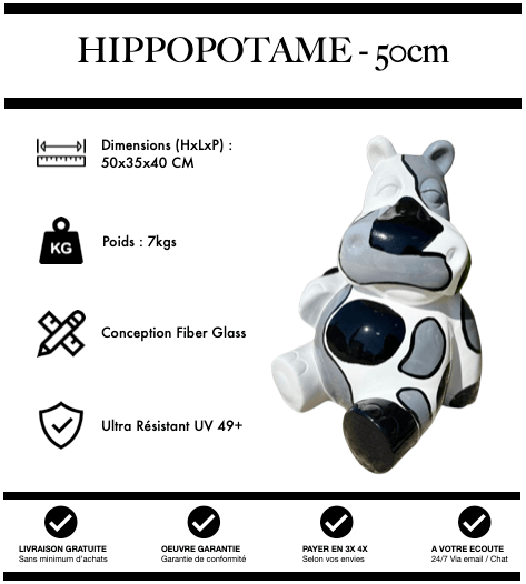 Sculpture Hippopotame Resine 50cm Statue - Tache - MUZZANO