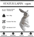Sculpture Lapin Resine 115cm Statue - BLANC - MUZZANO