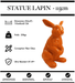 Sculpture Lapin Resine 115cm Statue - ORANGE - MUZZANO