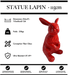 Sculpture Lapin Resine 115cm Statue - Rouge - MUZZANO