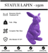 Sculpture Lapin Resine 115cm Statue - VIOLET - MUZZANO