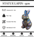 Sculpture Lapin Resine 15cm Statue - Grafitti Noir - MUZZANO