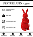 Sculpture Lapin Resine 35cm Statue - Rouge - MUZZANO