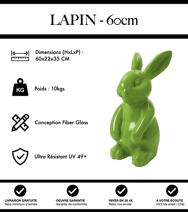 Sculpture Lapin Resine 60cm Statue - Vert - MUZZANO