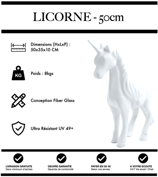 Sculpture Licorne Resine 50cm Statue - BLANC - MUZZANO