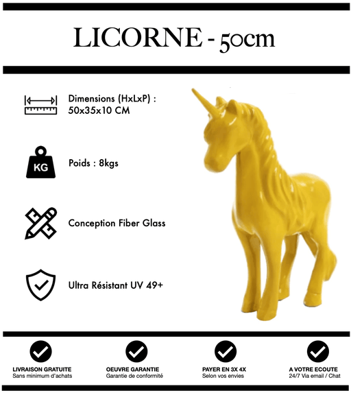 Sculpture Licorne Resine 50cm Statue - JAUNE - MUZZANO
