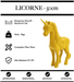 Sculpture Licorne Resine 50cm Statue - JAUNE - MUZZANO