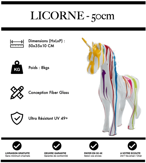 Sculpture Licorne Resine 50cm Statue - White Trash - MUZZANO