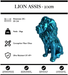 Sculpture Lion Assis 20cm Statue Resine - Bleu Chrome - MUZZANO
