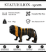 Sculpture Lion Resine XXL 190cm Statue - Noir et Or - MUZZANO