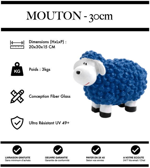 Sculpture Mouton Resine 30cm Statue - BLEU - MUZZANO