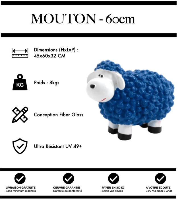 Sculpture Mouton Resine 60cm Statue - BLEU - MUZZANO