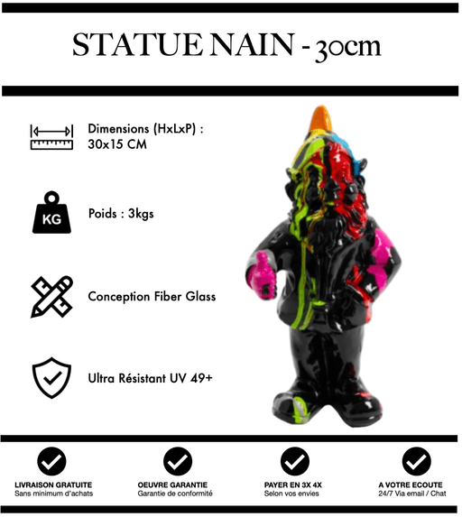 Sculpture Nain 30cm Statue - Black Trash - MUZZANO