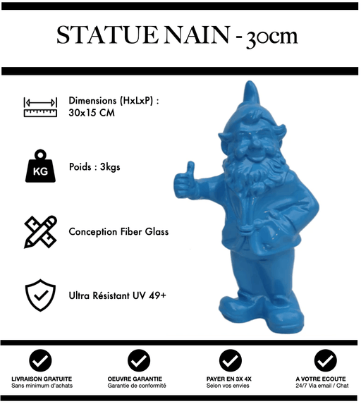 Sculpture Nain 30cm Statue - BLEU - MUZZANO