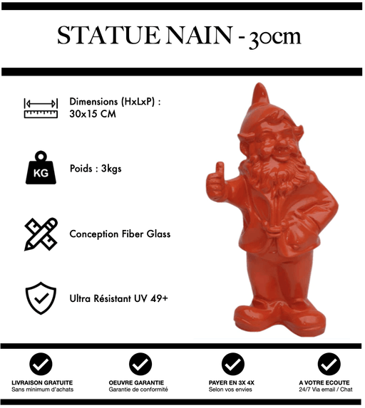 Sculpture Nain 30cm Statue - ORANGE - MUZZANO