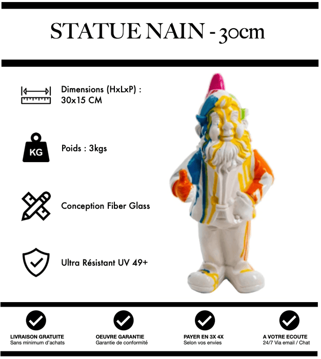 Sculpture Nain 30cm Statue - White Trash - MUZZANO