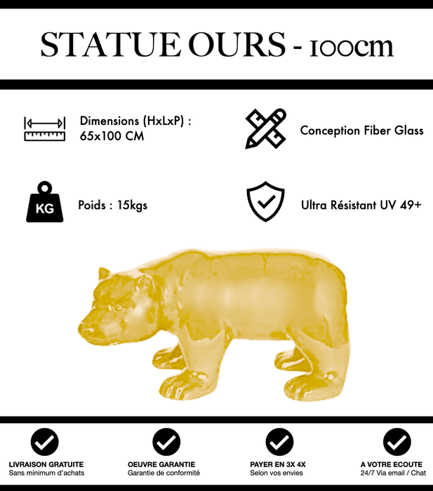 Sculpture Ours Resine 100cm Statue - Jaune - MUZZANO