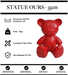 Sculpture Ours Resine 35cm Statue - Rouge - MUZZANO