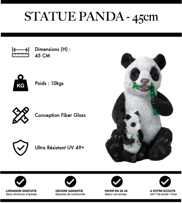Sculpture Panda Resine 45cm Statue - Naturel - MUZZANO