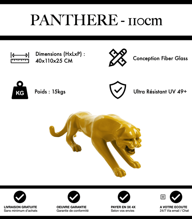 Sculpture Panthère Resine 110cm Statue - Jaune - MUZZANO