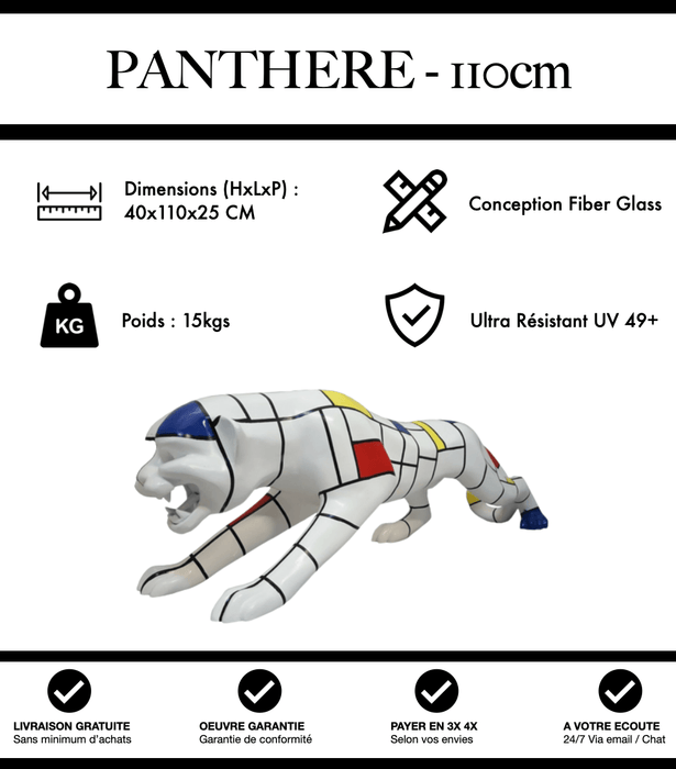 Sculpture Panthère Resine 110cm Statue - Mondrian - MUZZANO