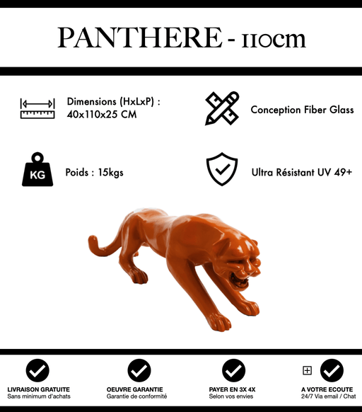 Sculpture Panthère Resine 110cm Statue - Orange - MUZZANO