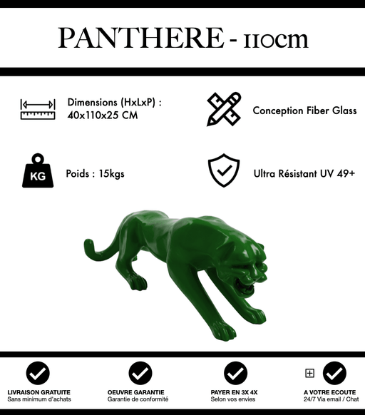 Sculpture Panthère Resine 110cm Statue - Vert - MUZZANO