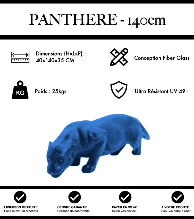 Sculpture Panthère Resine 140cm Statue - Bleu - MUZZANO