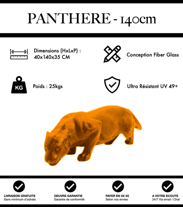 Sculpture Panthère Resine 140cm Statue - Orange - MUZZANO