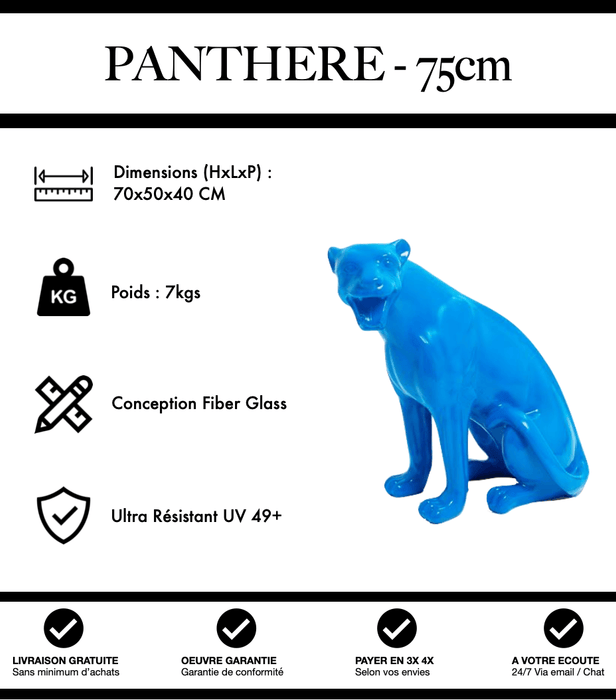 Sculpture Panthère Resine 75cm Statue - Bleu - MUZZANO