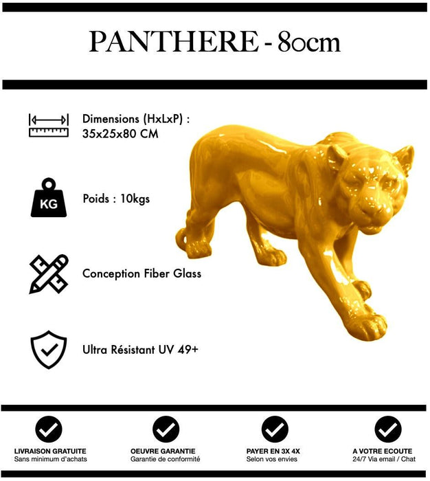 Sculpture Panthère Resine 85cm Statue - Jaune - MUZZANO