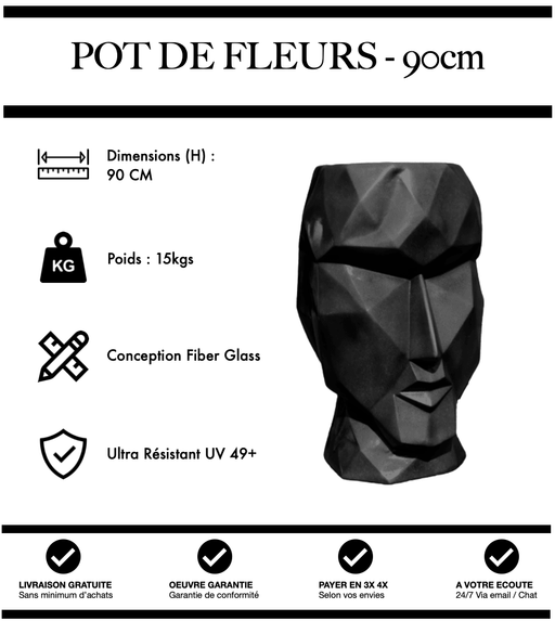 SCULPTURE POT DE FLEURS ORIGAMI - NOIR - MUZZANO