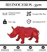 Sculpture Rhinocéros Resine 35cm Origami Statue - Rouge - MUZZANO