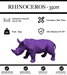 Sculpture Rhinocéros Resine 35cm Origami Statue - Violet - MUZZANO