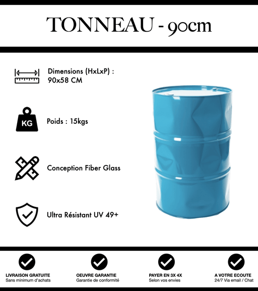 Sculpture Tonneau 90cm Origami Statue - Bleu Clair - MUZZANO