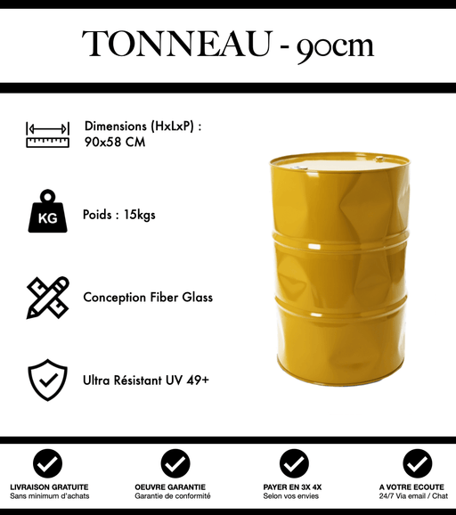 Sculpture Tonneau 90cm Origami Statue - Jaune - MUZZANO