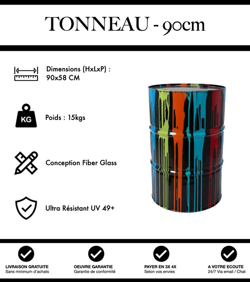 Sculpture Tonneau 90cm Statue - Black Trash - MUZZANO