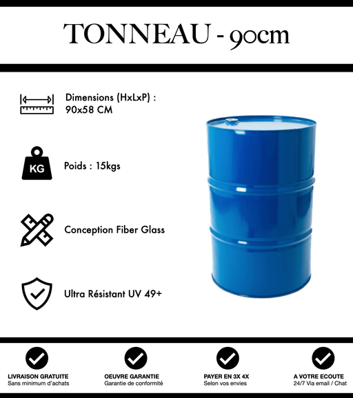 Sculpture Tonneau 90cm Statue - Bleu - MUZZANO