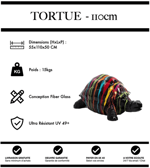 Sculpture Tortue Resine 110cm Statue - Black Trash - MUZZANO