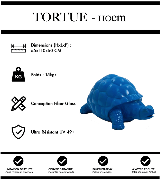 Sculpture Tortue Resine 110cm Statue - BLEU - MUZZANO