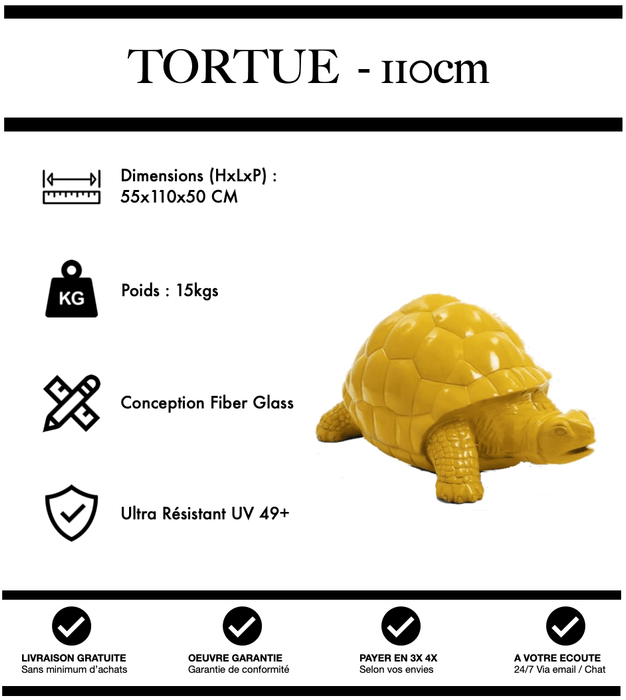 Sculpture Tortue Resine 110cm Statue - JAUNE - MUZZANO
