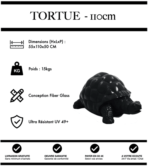 Sculpture Tortue Resine 110cm Statue - NOIR - MUZZANO