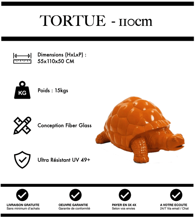 Sculpture Tortue Resine 110cm Statue - ORANGE - MUZZANO