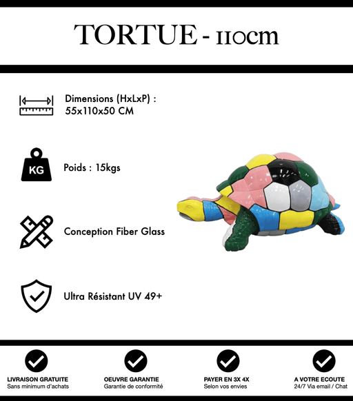 Sculpture Tortue Resine 110cm Statue - Puzzle - MUZZANO