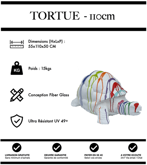Sculpture Tortue Resine 110cm Statue - White Trash - MUZZANO
